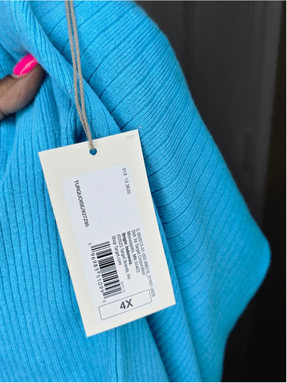 A New Day Turquoise Ribbed Halter Tank Top Women's Plus Size 4X - Picture 5 of 6